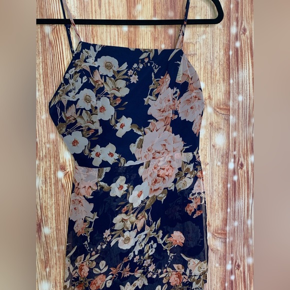 Lulus Reflection High Low Dress Size Medium Navy Floral - Picture 8 of 11